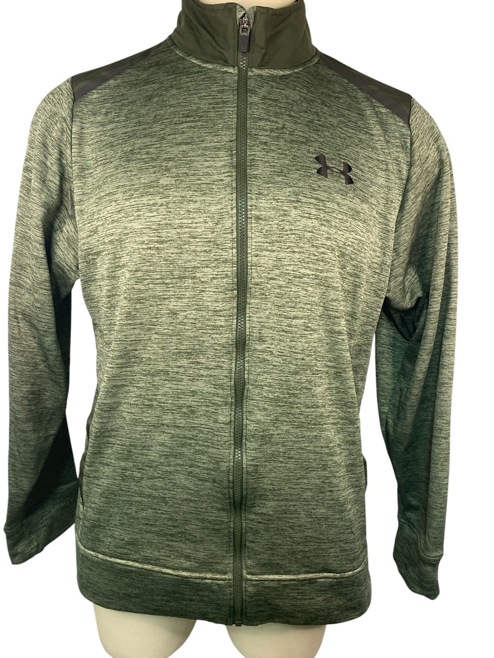 Under Armour Men's Heathered Olive Green Performance Full-Zip Jacket Large